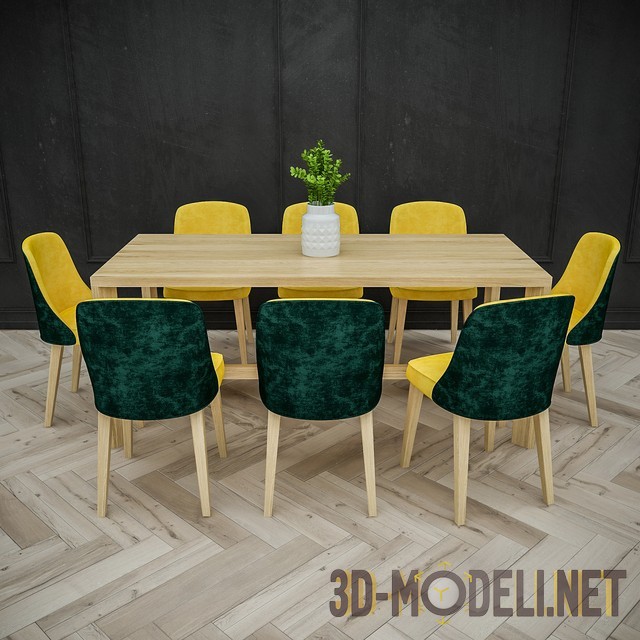 3D модель – Мебельный комплект на восемь персон