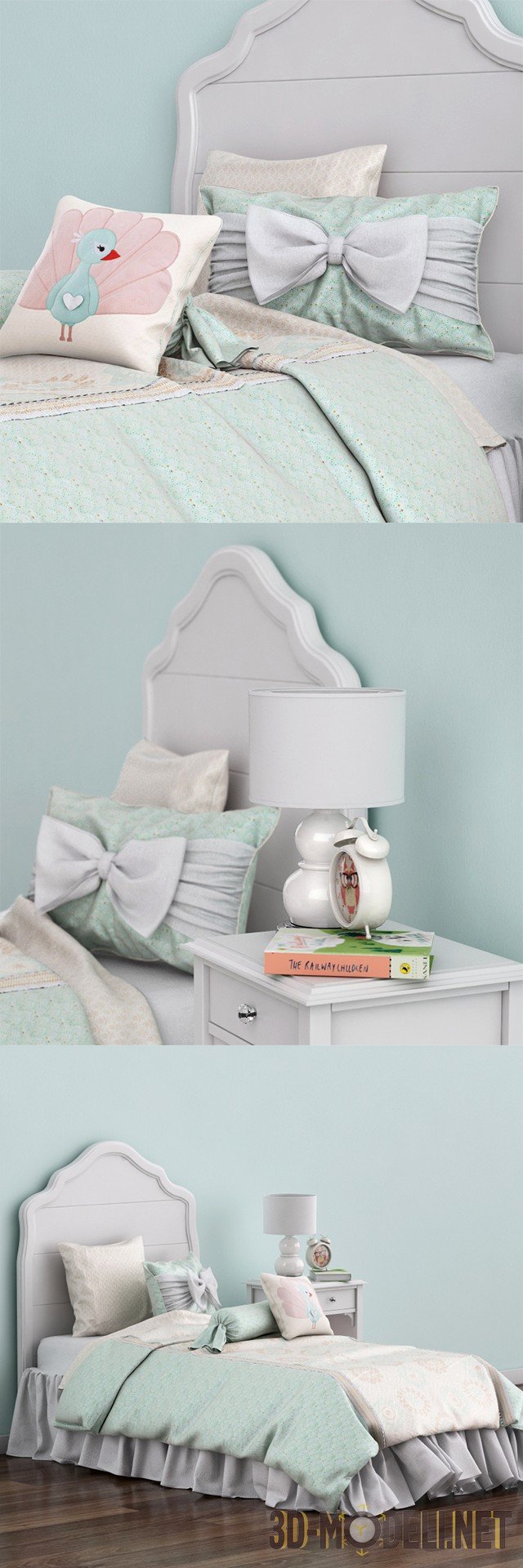 3D модель – Кровать с тумбочкой Juliette Pottery barn kids