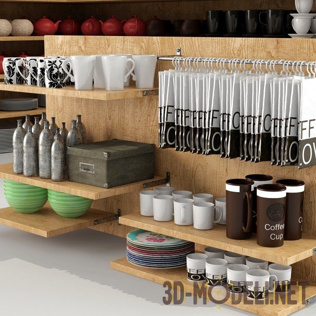 3D модель – Угловая система полок и отдельная стойка