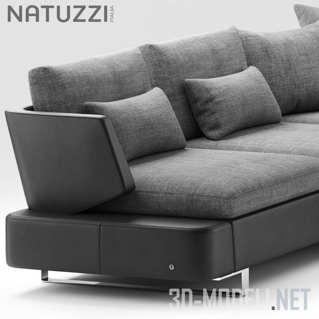3D модель – Серый угловой диван Opus от Natuzzi