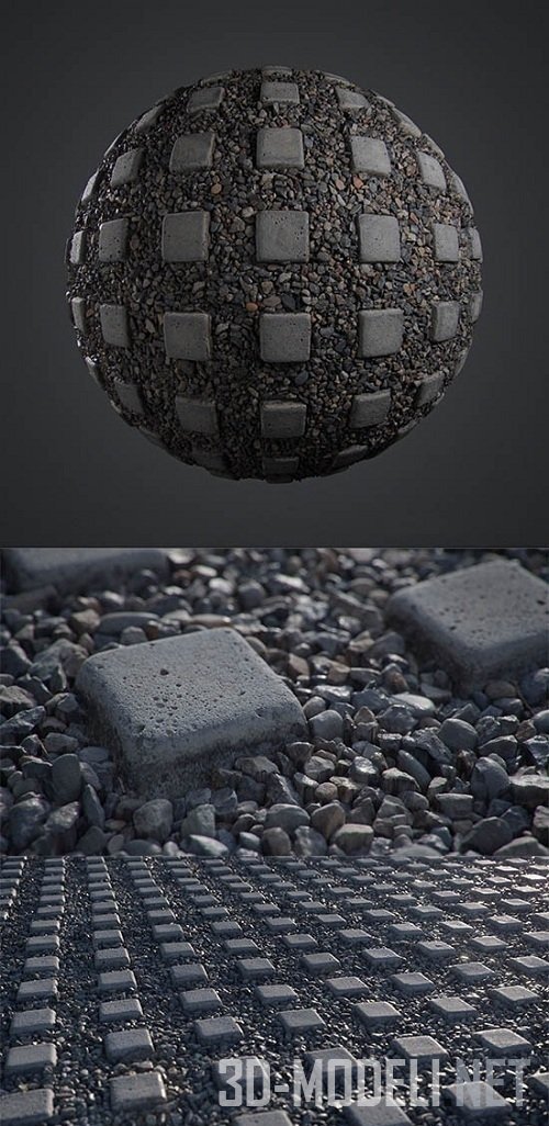 Прямоугольный булыжник с галькой