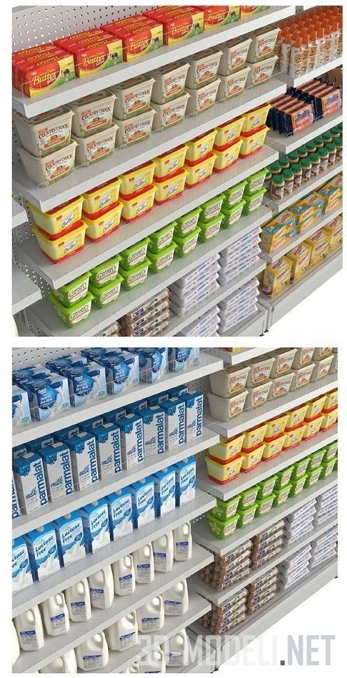 3D модель – Холодильник с молочной продукцией