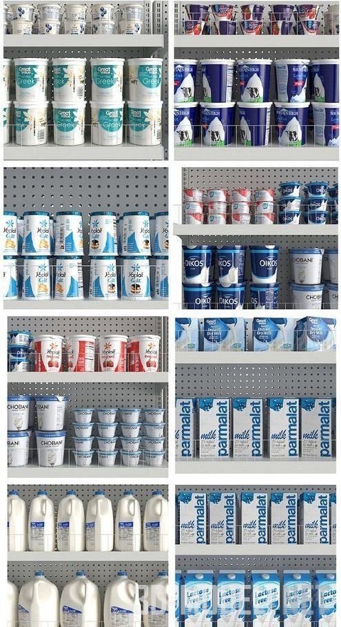 3D модель – Холодильник с молочной продукцией