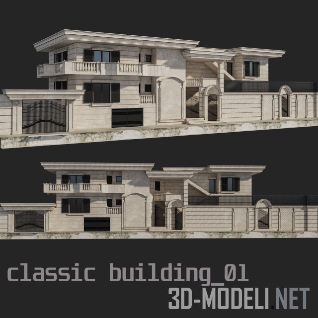3d-модель Особняк с элементами классики
