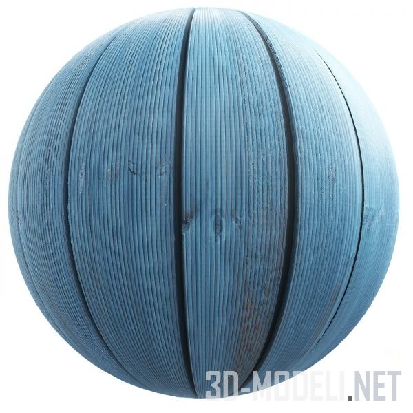 PBR текстура – Деревянные планки синего цвета 01