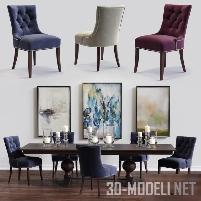 Стол и стулья 3д модель