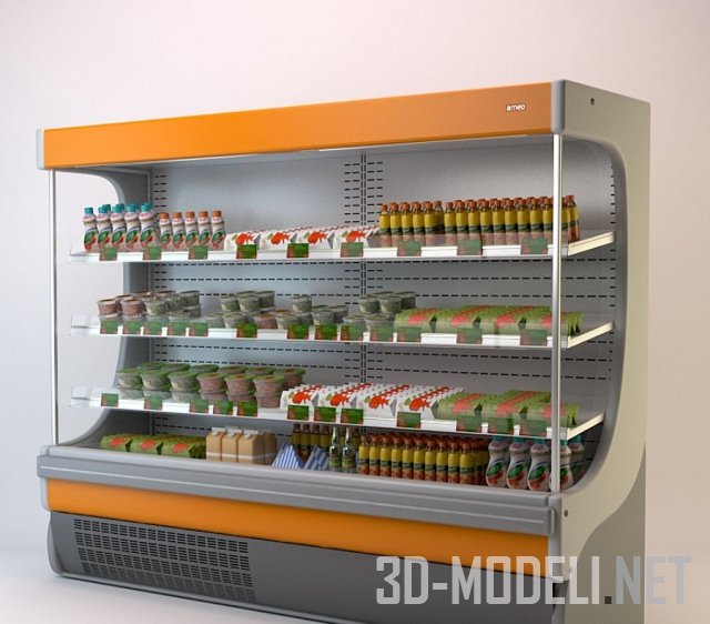 3D модель – Витрина-холодильник с продуктами