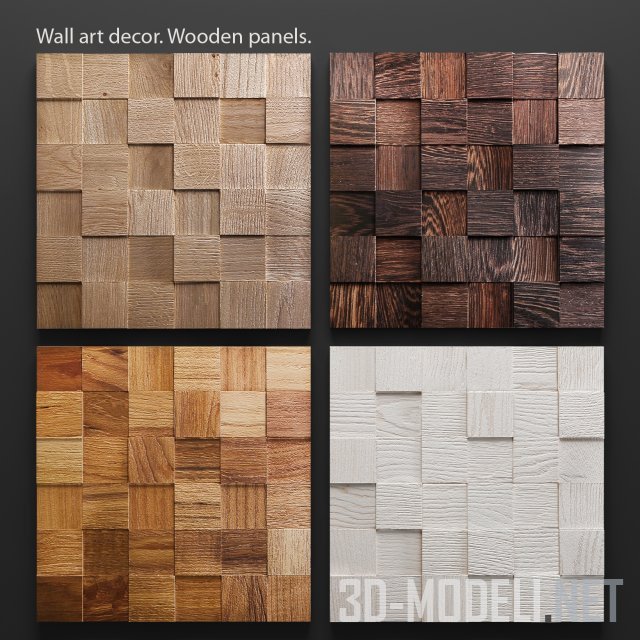 Декоративная панель из деревянных квадратов