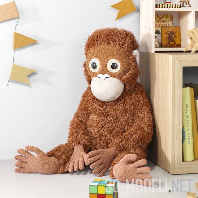 3D модель – Мебель, аксессуары и игрушечная обезьяна