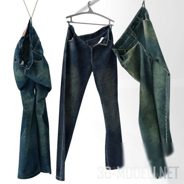 Висящие джинсы (на вешалке и крючке)