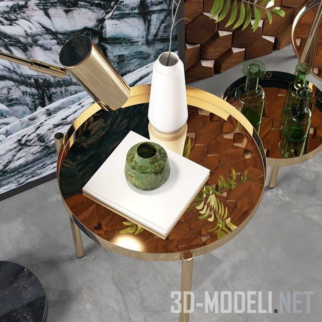 3D модель – Торшер, вешалка, столики