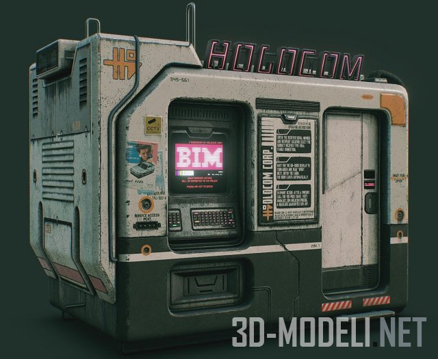 Телефонная будка Holocom в стиле кибер-панк