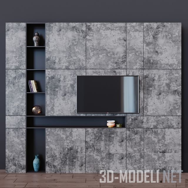 Мебель для TV-зоны, с панелями под бетон