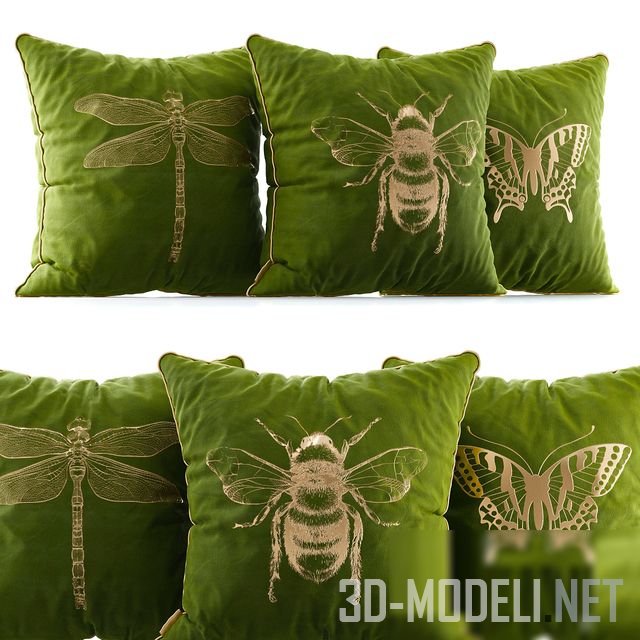Бархатные подушки с насекомыми