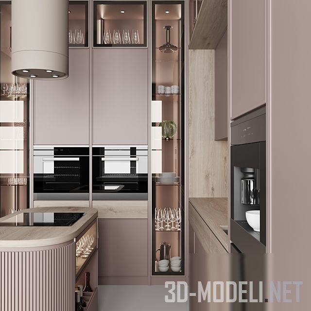 3D модель – Кухня с островом и техникой