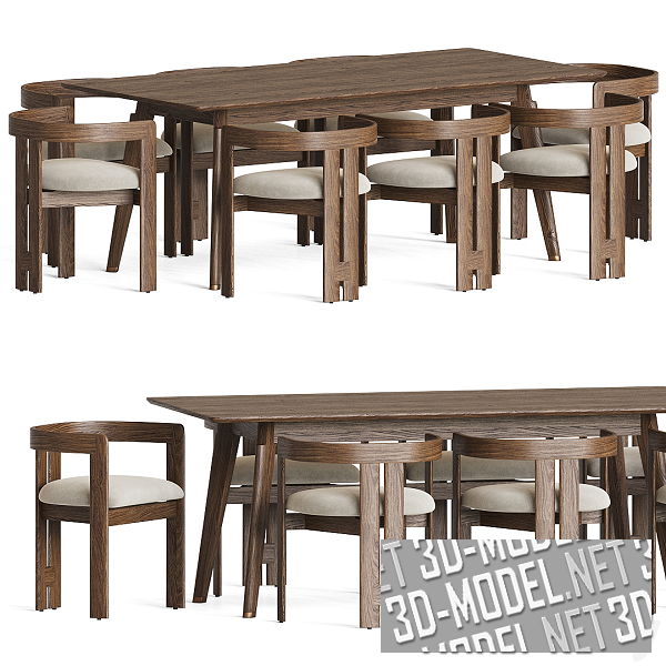 Деревянный стол и стулья (Tacchini, Made)