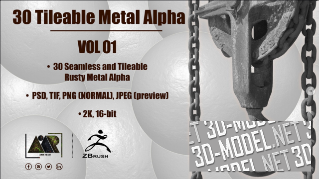 [Текстуры] 30 Metal Alphas (Seamless and Tileable - Vol 01)