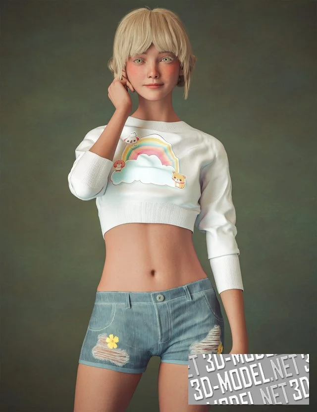 BW Cool CutOffs Outfit for Genesis 9, Genesis 8, and 8.1 Females