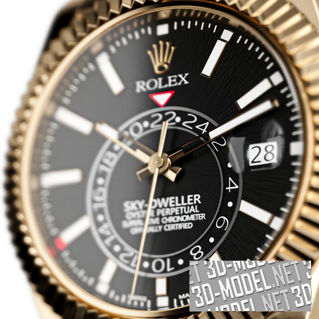 3D модель – Классические часы Rolex Oyster SKY-DWELLER