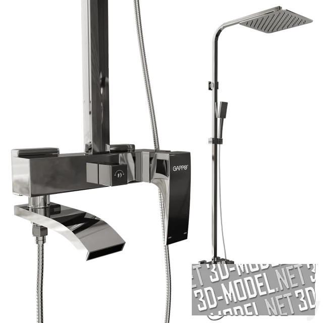 3d-модель Душевая хромированная колонна Gappo G2407