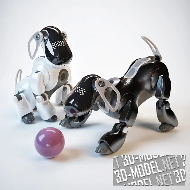 3d-модель Робот-собака Aibo от Sony, черный и белый варианты