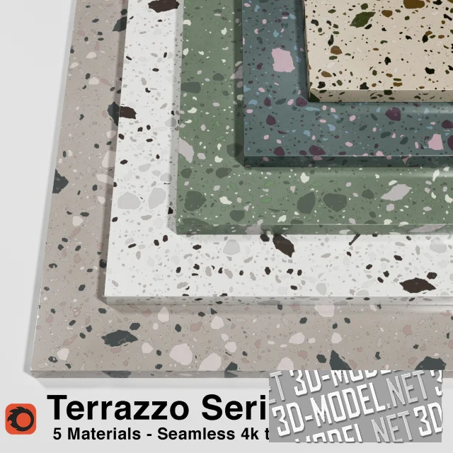 3d-модель 5 бесшовных материалов Terrazzo (Series 7)