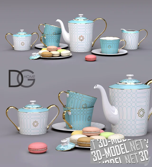 Чайный сервиз DG Home и печенье-макарон
