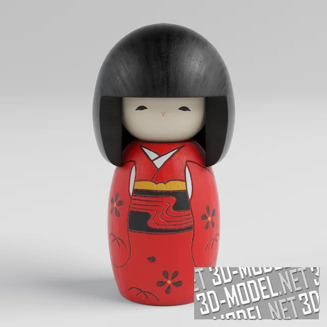 3d-модель Японские куклы Kokeshi