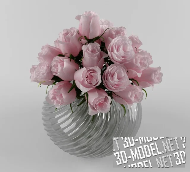 3d-модель Розы в ребристой вазе