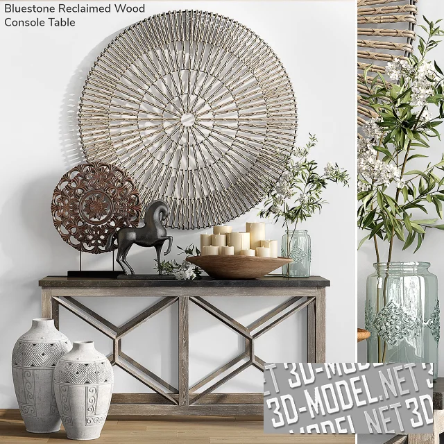 3d-модель Консоль Pottery Barn BLUESTONE и декор