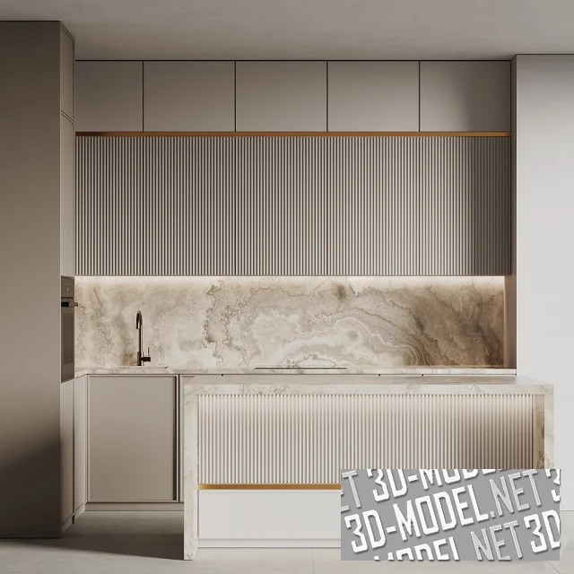 3d-модель Минималистичная кухня с островом