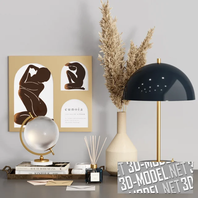 3d-модель Набор декора от Zara Home с сухим букетом