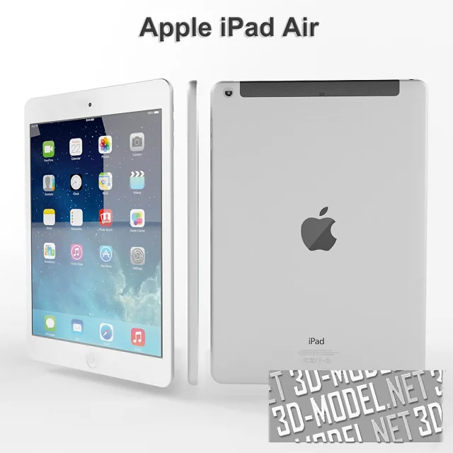3d-модель Планшет Apple iPad Air WiFi + Cellular 16, 32, 64 128Gb Silver