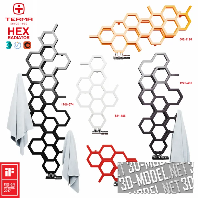 3d-модель Полотенцесушители HEX от Terma