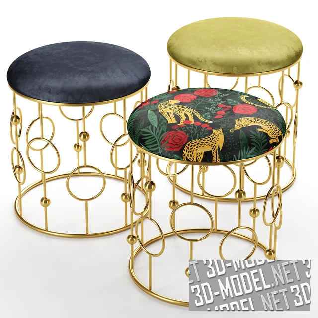 3d-модель Пуфы Bright PUF Print golden ring от Loft concept