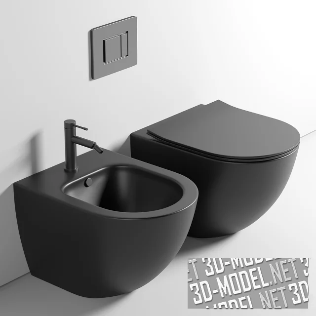 3d-модель Унитаз и биде Metropol CN4002MB rimless от Ceramica Nova