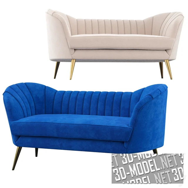 3d-модель Диван Koger Velvet Chesterfield 65 от Havenly