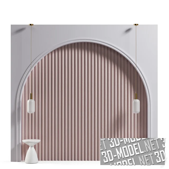 3d-модель Изголовье с подвесом MODERLI V2890-1P MARTIN и столом Cosmo West elm