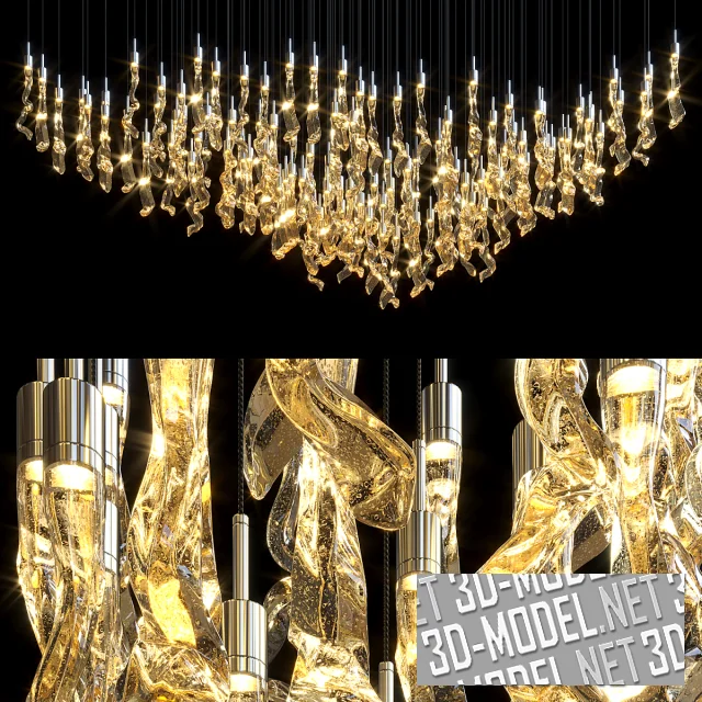 3d-модель Люстра с желтыми подвесками Droplight Vargov Design