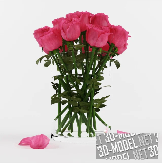 3d-модель Аксессуары для декора, с букетом роз