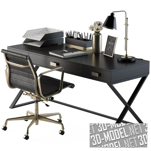 3d-модель Стол и кресло, Black&Gold Design