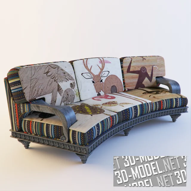 3d-модель Диван с оригинальными подушками