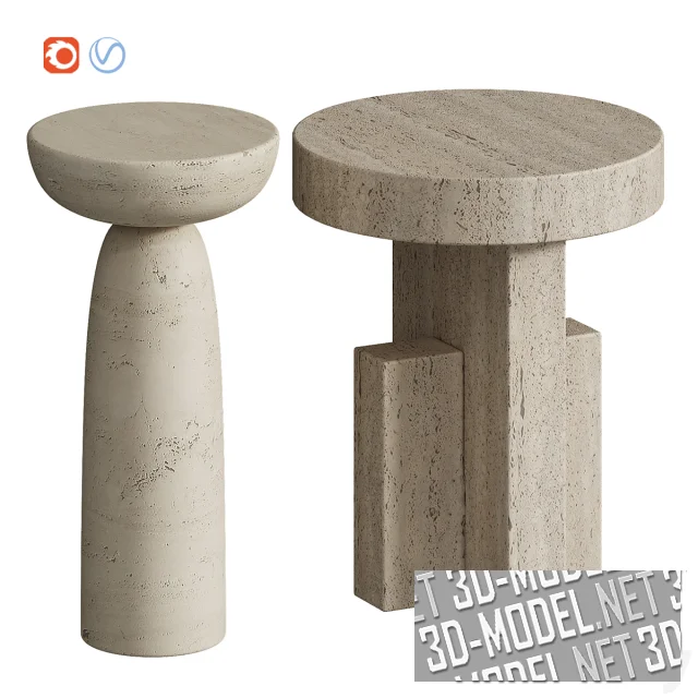 3d-модель Современные столы Tori и Clarence Travertine от Loft & Concept