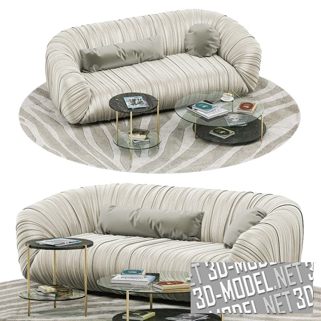 3d-модель Диван Laurameroni Drape, столы Echo и ковер