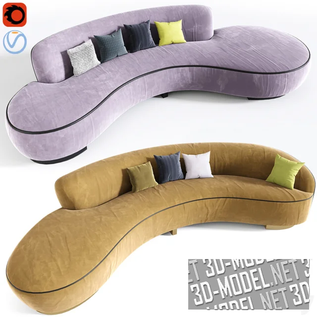 3d-модель Диван Serpentine от Vladimir Kagan в разных конфигурациях
