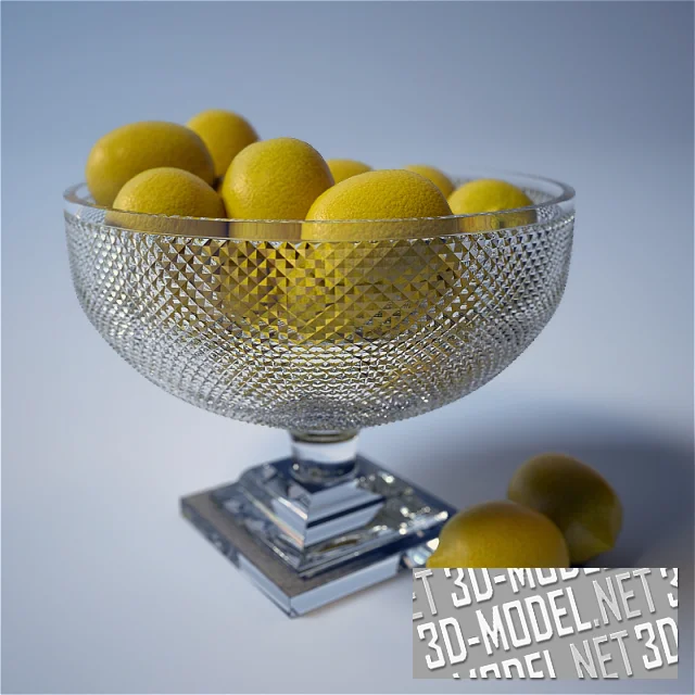 3d-модель Хрустальная ваза с лимонами