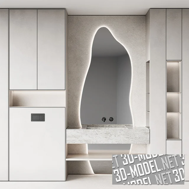 3d-модель Комплект мебели с асимметричным зеркалом