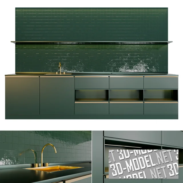 3d-модель Кухня в зеленом цвете