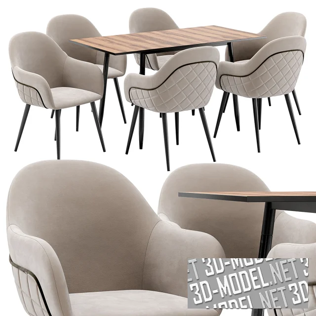 3d-модель Обеденный сет – стул Novel, стол Enlay