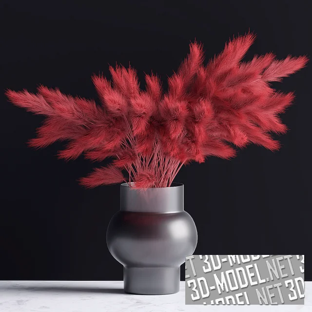 3d-модель Пушистый букет красного цвета